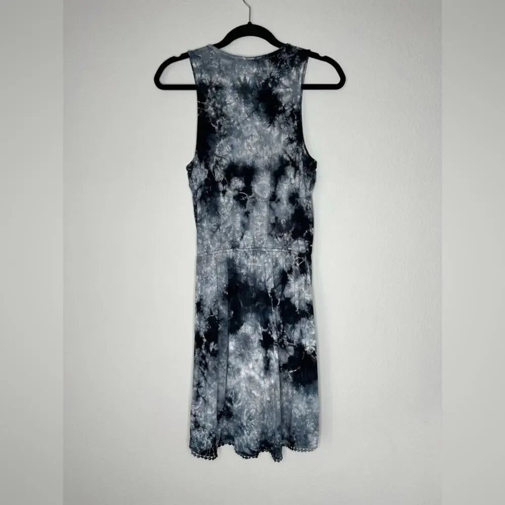 GREEN DRAGON Womens Tie Dye Wrap Front V-Neck Tank Top Dress Black Grey Size XS
